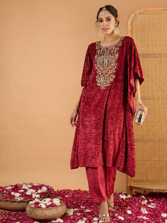 Embroidered V-Neck Grandeur & Majestic Artwork Zari Kaftan Kurta
