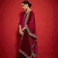 Embroidered Velvet Dupatta with Zari
