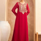 Ethnic Motifs Embroidered Georgette Maxi Ethnic Dress