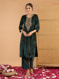 Ethnic Motifs Embroidered Round Neck Regular Zari Kurta with Palazzos