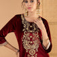 Ethnic Motifs Embroidered Straight Zari Work Kurta With Pencil Pants