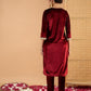 Ethnic Motifs Embroidered Straight Zari Work Kurta With Pencil Pants