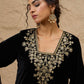 Ethnic Motifs Embroidered Thread Work Velvet Kurta With Patiala