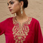 Ethnic Motifs Embroidered Thread Work Velvet Kurta With Trousers
