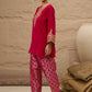 Ethnic Motifs Embroidered Thread Work Velvet Kurta With Trousers