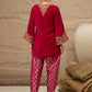 Ethnic Motifs Embroidered Thread Work Velvet Kurta With Trousers