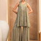 Ethnic Motifs Embroidered Tiered Kurti With Sharara