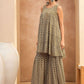 Ethnic Motifs Embroidered Tiered Kurti With Sharara