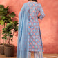 Ethnic Motifs Printed Pleated Pure Cotton Kurta With Palazzos & Dupatta