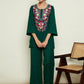 Floral Embroidered Regular Thread Work Woollen Kurta with Trousers