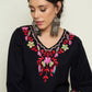 Floral Embroidered Regular Thread Work Woollen Kurta with Trousers