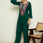 Floral Embroidered Regular Thread Work Woollen Kurta with Trousers