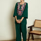 Floral Embroidered Regular Thread Work Woollen Kurta with Trousers