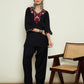 Floral Embroidered Regular Thread Work Woollen Kurta with Trousers