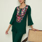 Floral Embroidered Regular Thread Work Woollen Kurta with Trousers