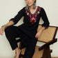 Floral Embroidered Regular Thread Work Woollen Kurta with Trousers