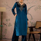 Floral Embroidered Round Neck Long Sleeves Regular Velvet Kurta