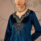 Floral Embroidered Round Neck Long Sleeves Regular Velvet Kurta