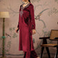 Floral Embroidered Round Neck Long Sleeves Regular Velvet Kurta