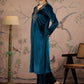 Floral Embroidered Round Neck Long Sleeves Regular Velvet Kurta