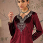 Floral Embroidered Round Neck Long Sleeves Regular Velvet Kurta