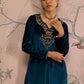 Floral Embroidered Round Neck Long Sleeves Regular Velvet Kurta