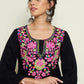 Floral Embroidered Round Neck Thread Work Woollen Kurta with Trousers