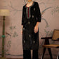 Floral Embroidered Round Neck Three-Quarter Sleeves Regular Velvet Kurta