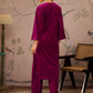 Floral Embroidered Round Neck Three-Quarter Sleeves Regular Velvet Kurta