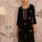 Floral Embroidered Round Neck Three-Quarter Sleeves Regular Velvet Kurta