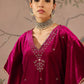Floral Embroidered Thread Work Velvet Kaftan Kurta With Trousers