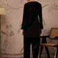 Floral Embroidered Thread Work Velvet Kurti With Trousers