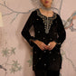 Floral Embroidered Thread Work Velvet Kurti With Trousers
