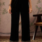 Floral Embroidered Thread Work Velvet Kurti With Trousers