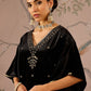 Floral Embroidered V-Neck Three-Quarter Sleeves Kaftan Velvet Kurta
