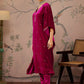 Floral Embroidered V-Neck Three-Quarter Sleeves Kaftan Velvet Kurta