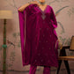 Floral Embroidered V-Neck Three-Quarter Sleeves Kaftan Velvet Kurta