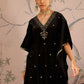 Floral Embroidered V-Neck Three-Quarter Sleeves Kaftan Velvet Kurta