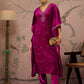 Floral Embroidered V-Neck Three-Quarter Sleeves Kaftan Velvet Kurta
