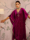 Floral Embroidered V-Neck Three-Quarter Sleeves Kaftan Velvet Kurta