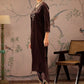 Floral Embroidered V-Neck Three-Quarter Sleeves Regular Velvet Kurta