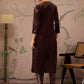 Floral Embroidered V-Neck Three-Quarter Sleeves Regular Velvet Kurta