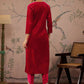 Floral Embroidered V-Neck Three-Quarter Sleeves Regular Velvet Kurta