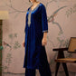 Floral Embroidered V-Neck Three-Quarter Sleeves Sequinned Velvet Kurta