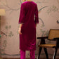 Floral Embroidered V-Neck Three-Quarter Sleeves Sequinned Velvet Kurta