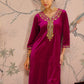 Floral Embroidered V-Neck Three-Quarter Sleeves Sequinned Velvet Kurta