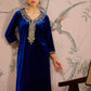 Floral Embroidered V-Neck Three-Quarter Sleeves Sequinned Velvet Kurta