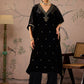 Floral Embroidered Velvet Kurta With Trousers