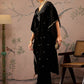 Floral Embroidered Velvet Kurta With Trousers