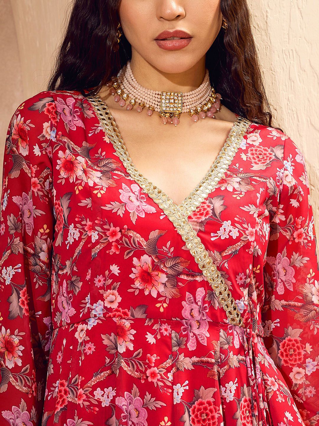 Floral Printed Anarkali Kurta with Palazzos